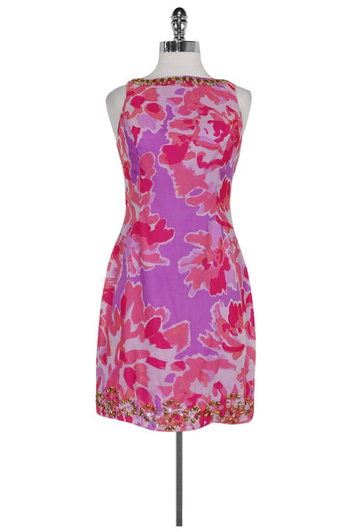 Current Boutique-Lilly Pulitzer - Purple Floral Sheath w/ Beading Sz 0
