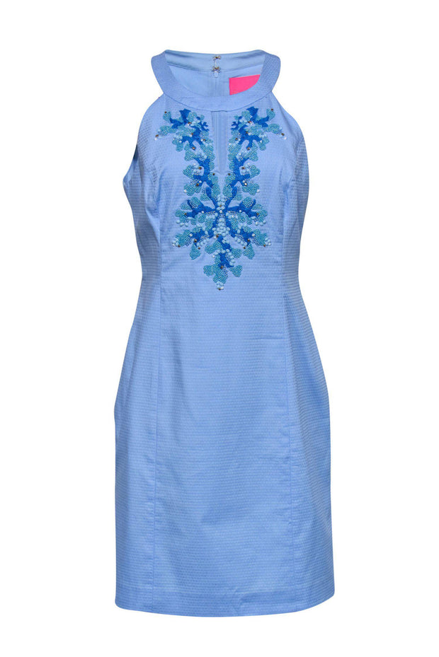Current Boutique-Lilly Pulitzer - Robin Egg Blue Cotton Beaded Dress w/ Keyhole Sz 10