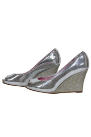 Current Boutique-Lilly Pulitzer - Silver Metallic Peep Toe Wedges Sz 7