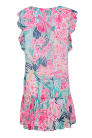 Current Boutique-Lilly Pulitzer - Sleeveless Ruffle "Nora" Printed Floral Dress Sz L