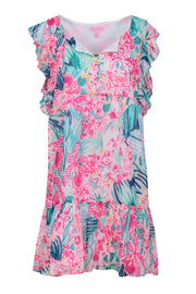 Current Boutique-Lilly Pulitzer - Sleeveless Ruffle "Nora" Printed Floral Dress Sz L