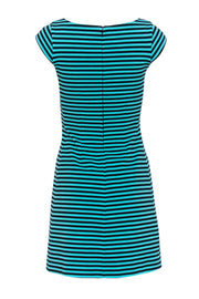 Current Boutique-Lilly Pulitzer - Turquoise & Navy Striped Cap Sleeve Fit & Flare Dress Sz XS