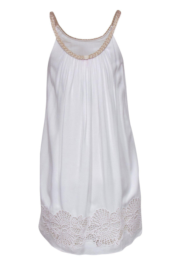 Current Boutique-Lilly Pulitzer - White Draped Dress w/ Gold Cord & Lace Sz XS