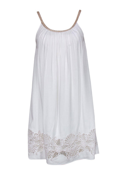 Current Boutique-Lilly Pulitzer - White Draped Dress w/ Gold Cord & Lace Sz XS