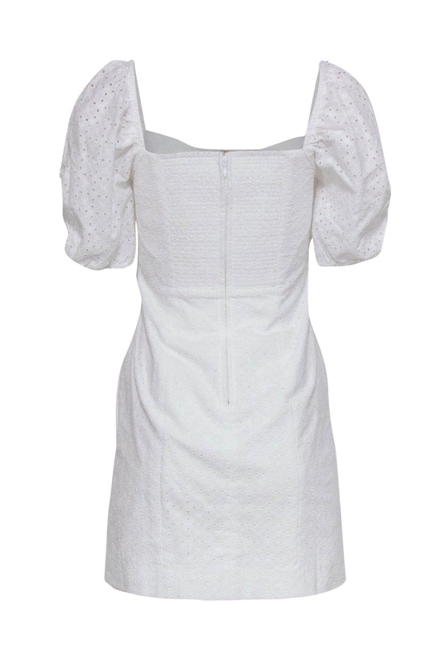 Current Boutique-Lilly Pulitzer - White Eyelet Puff Sleeve Sheath Dress Sz 0