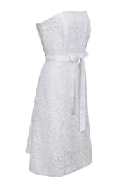 Current Boutique-Lilly Pulitzer - White Floral Lace Sleeveless Fit & Flare Dress w/ Bow Sz 12