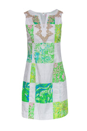 Current Boutique-Lilly Pulitzer - White & Floral Patchwork Dress w/ Embroidery Sz 2