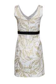 Current Boutique-Lilly Pulitzer - White, Gold & Black Beaded Woven Sheath Dress Sz 0