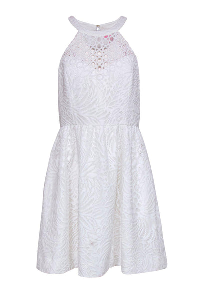 Current Boutique-Lilly Pulitzer - White Lace Midi Dress w/ Halter Neckline Sz 8