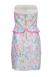 Current Boutique-Lilly Pulitzer - White & Multicolor Balloon Party Print Strapless Dress Sz 6