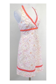 Current Boutique-Lilly Pulitzer - White Pink & Orange Floral Halter Dress Sz 4