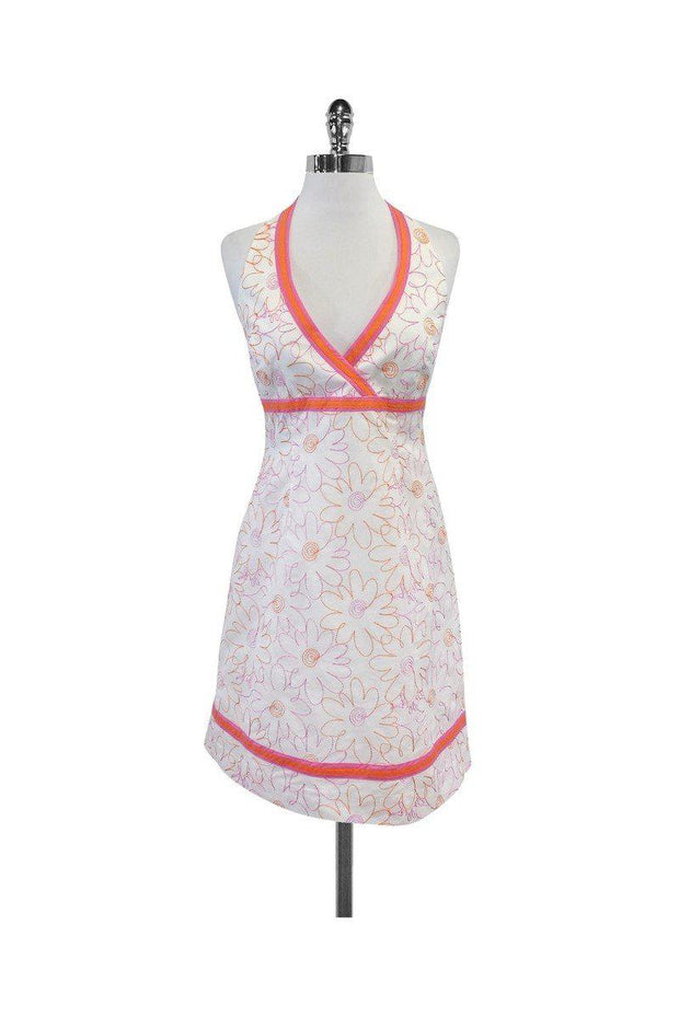 Current Boutique-Lilly Pulitzer - White Pink & Orange Floral Halter Dress Sz 4