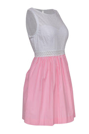 Current Boutique-Lilly Pulitzer - White & Pink Striped Seersucker "Alivia" Dress w/ Eyelet Top Sz 6