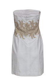 Current Boutique-Lilly Pulitzer - White Sleeveless Dress w/ Gold Paisley Lace Detail Sz 4