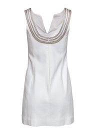 Current Boutique-Lilly Pulitzer - White Textured Sleeveless Sheath Dress w/ Gold & Silver Embroidery Sz 2