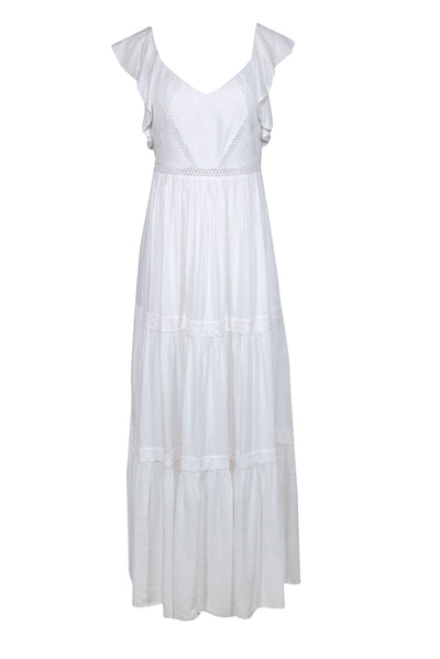 Current Boutique-Lilly Pulitzer - White Tired "Ivie" Maxi w/ Lace Trim & Ruffle Sleeves Sz 4