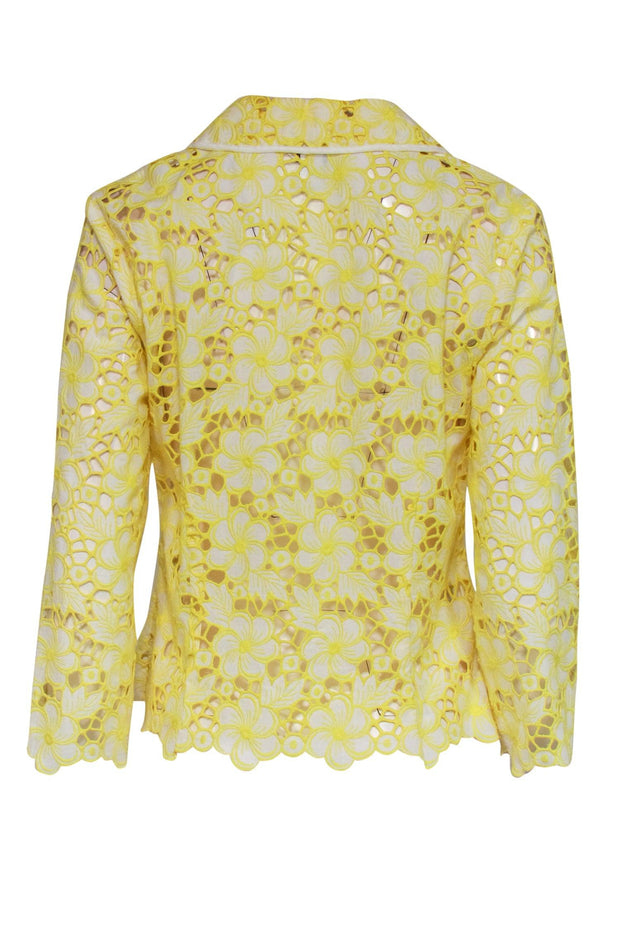 Current Boutique-Lilly Pulitzer - White & Yellow Eyelet Lace Blazer Sz 10