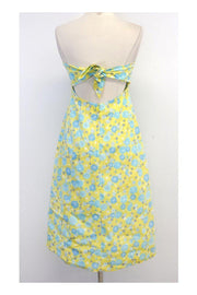 Current Boutique-Lilly Pulitzer - Yellow & Blue Floral Print Cotton Strapless Dress Sz 2