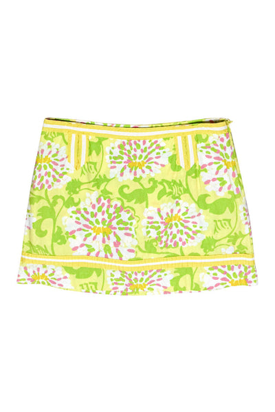 Current Boutique-Lilly Pulitzer - Yellow & Green Floral Print Skort Sz 10