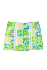 Current Boutique-Lilly Pulitzer - Yellow & Green Multi-Floral Print Skort w/ White Embroidery Sz 8