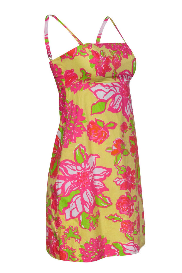 Current Boutique-Lilly Pulitzer - Yellow & Pink Floral Babydoll Sundress Sz 0