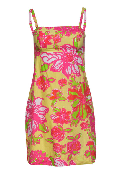 Current Boutique-Lilly Pulitzer - Yellow & Pink Floral Babydoll Sundress Sz 0