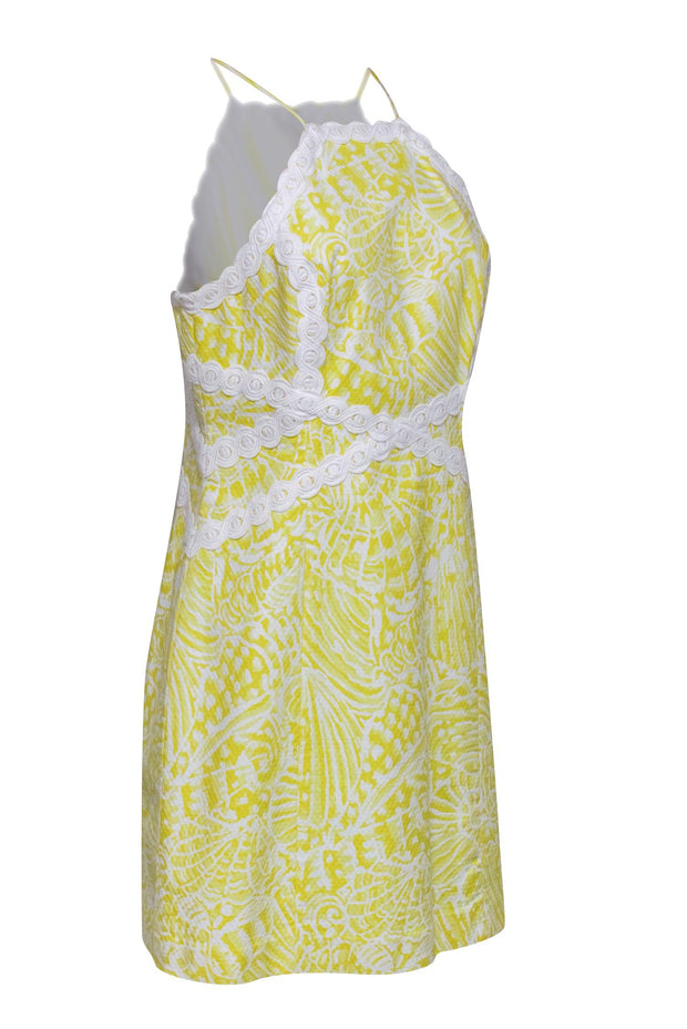 Current Boutique-Lilly Pulitzer - Yellow & White Print Cotton Dress w/ Embroidered Trim Sz 8