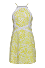Current Boutique-Lilly Pulitzer - Yellow & White Print Cotton Dress w/ Embroidered Trim Sz 8