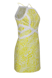 Current Boutique-Lilly Pulitzer - Yellow & White Printed Sheath Dress w/ Embroidered Trim Sz 2