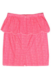 Current Boutique-Lilly Putlizer - Neon Pink Gingham Cotton Midi Skirt w/ Peplum Sz 12