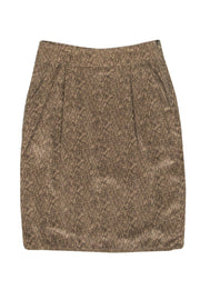 Current Boutique-Linda Allard for Ellen Tracy - Vintage Tan & Black Printed Silk Skirt Sz 8P