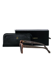 Current Boutique-Linda Farrow - Light Brown Oversized Snakeskin Textured Sunglasses