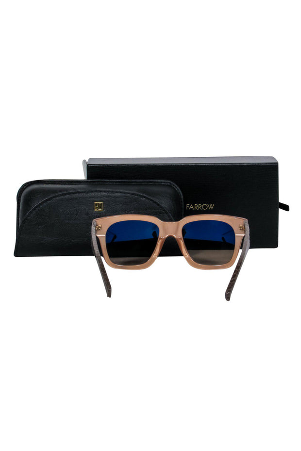 Current Boutique-Linda Farrow - Light Brown Oversized Snakeskin Textured Sunglasses