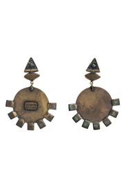 Current Boutique-Lionette - Bronze Circle Statement Earrings w/ Multicolored Gems