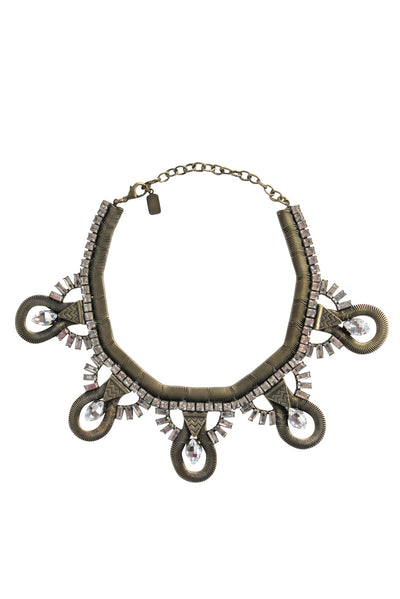 Current Boutique-Lionette - Bronze Jeweled Choker w/ Pendants