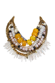 Current Boutique-Lizzie Fortunato - Gold Layered Chain Choker w/ Beads