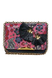 Current Boutique-Lizzie Fortunato - Metallic Floral Handbag w/ Raffia Accents