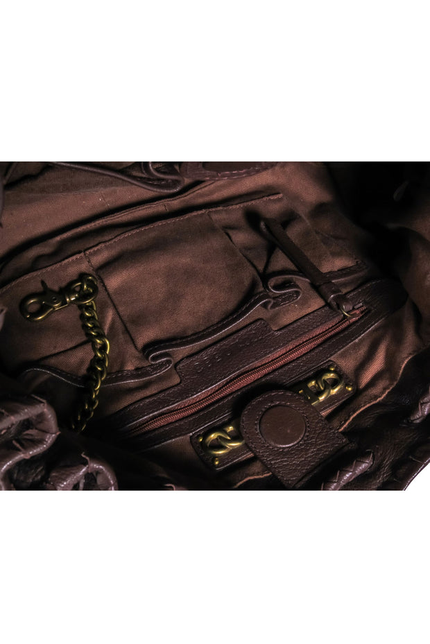 Current Boutique-Lockheart - Brown Leather Handstitched Shoulder Bag