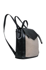 Current Boutique-Loeffler Randall - Black Leather Backpack w/ Fuzzy Shearling
