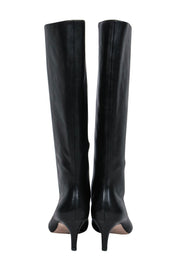 Current Boutique-Loeffler Randall - Black Leather Calf High Kitten Heel Boots Sz 9.5