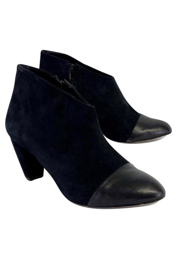 Current Boutique-Loeffler Randall - Black Leather Cap Toe Ankle Boots Sz 11