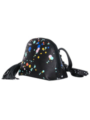 Current Boutique-Loeffler Randall – Black Leather w/ Multicolor Paint Splash Mini Crossbody Bag