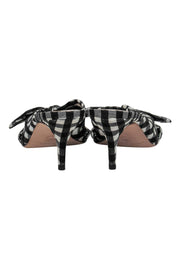 Current Boutique-Loeffler Randall - Black & White Gingham Peep Toe Kitten Heels w/ Bow Sz 7