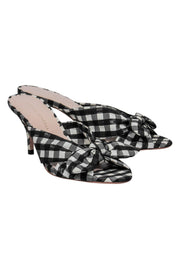 Current Boutique-Loeffler Randall - Black & White Gingham Peep Toe Kitten Heels w/ Bow Sz 7