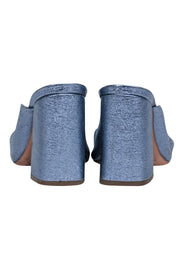 Current Boutique-Loeffler Randall - Blue Crinkled Leather Metallic Open-Toe Mule Heels Sz 7