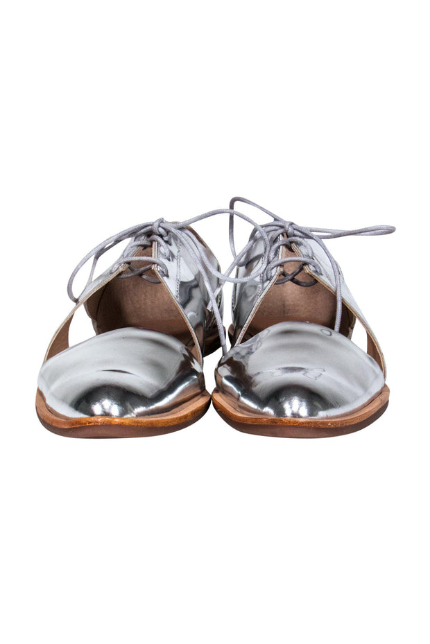 Current Boutique-Loeffler Randall - Metallic Silver Cutout Loafers Sz
