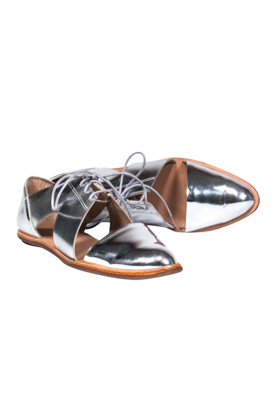 Current Boutique-Loeffler Randall - Metallic Silver Cutout Loafers Sz