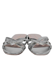 Current Boutique-Loeffler Randall - Silver Leather Strappy Slide Sandals Sz 7.5