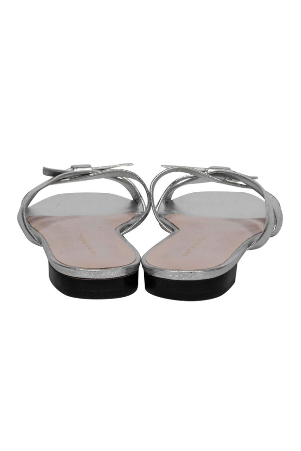 Current Boutique-Loeffler Randall - Silver Leather Strappy Slide Sandals Sz 7.5
