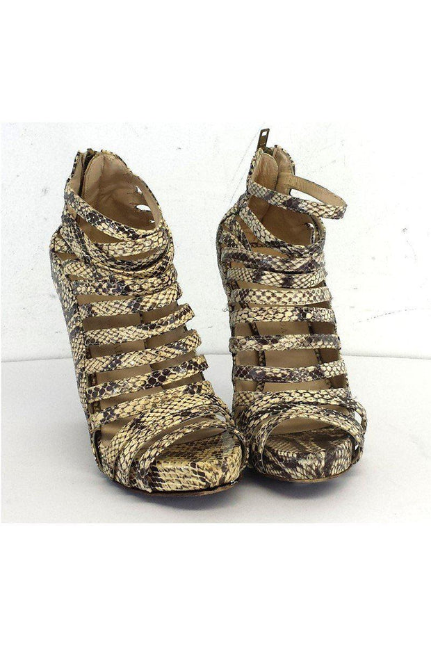 Current Boutique-Loeffler Randall - Snakeskin Leather Strappy Heels Sz 6